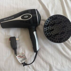 Revlon Black and Silver Hair Dryer with Diffuser